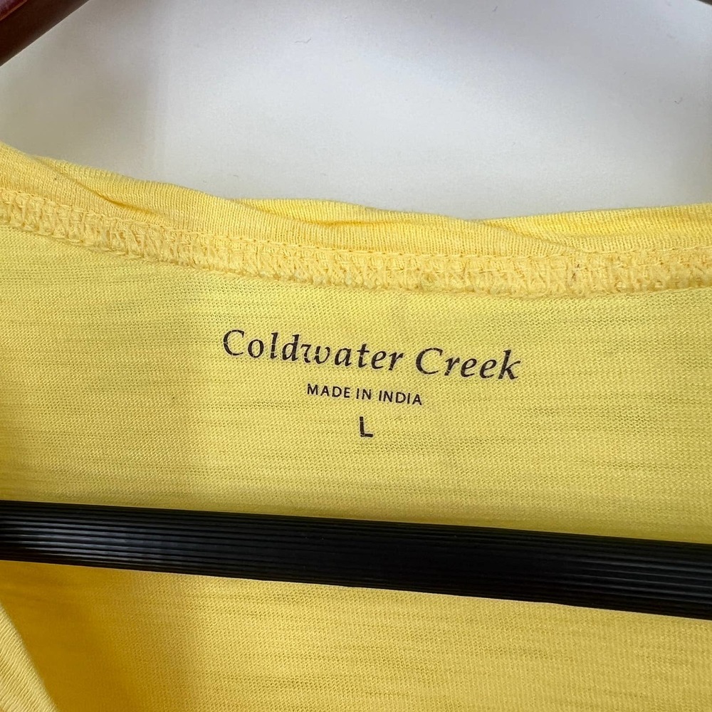 Coldwater Creek MODAL Womens Size L Large Yellow Long Sleeve Blouse Shirt Top - Picture 2 of 5